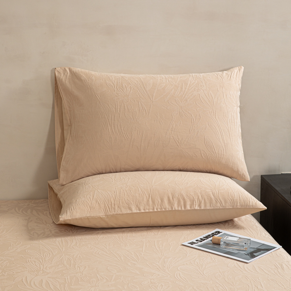 眠博士 2026新款60水洗立体提花单枕套 枕套单件 枕套-绵语-卡其
