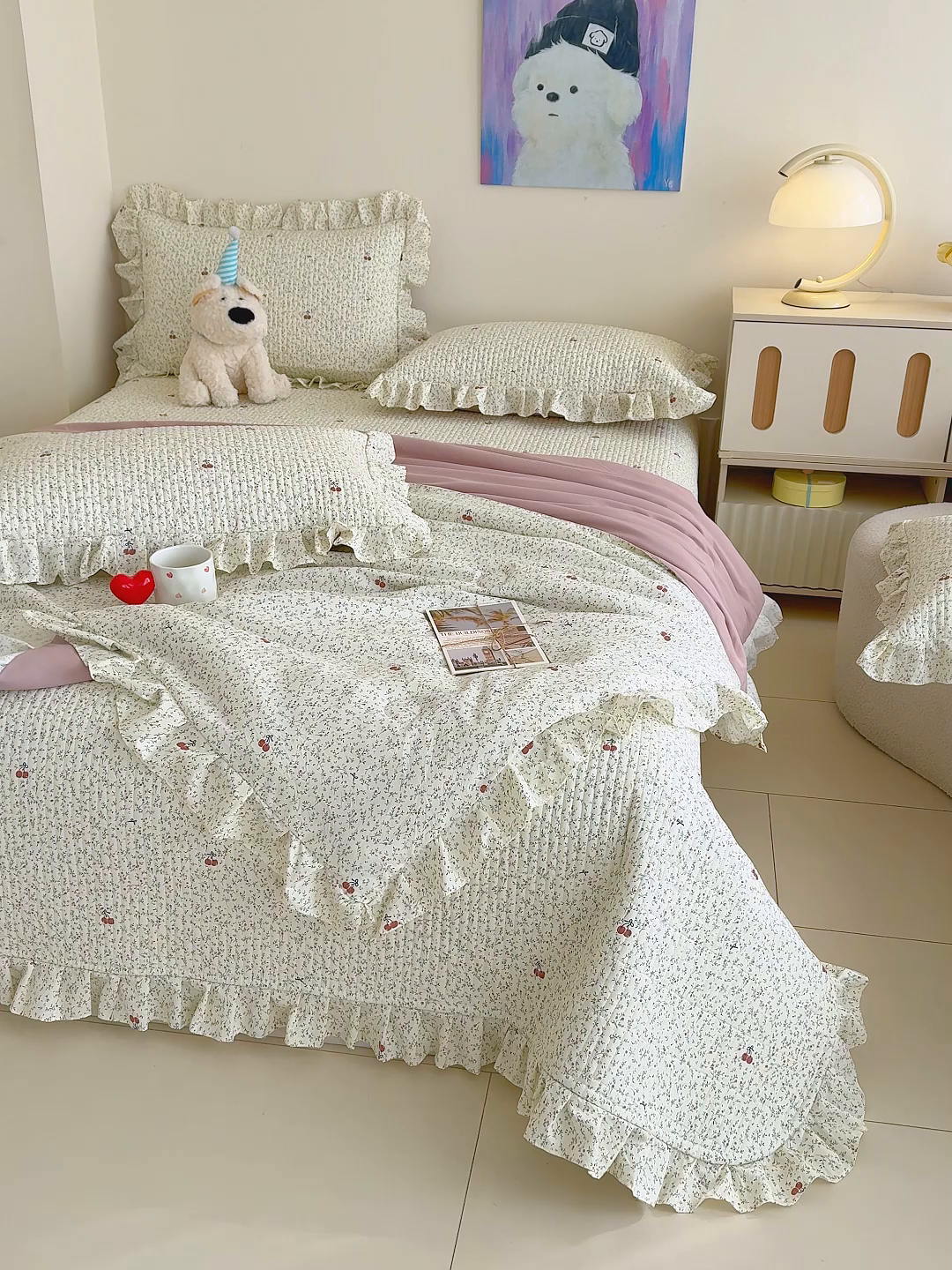 91家纺网 家纺一手货源 找家纺 归属 2026春夏新款古法仿棉床盖夏被四件套夏凉被空调被系列 西柚樱桃