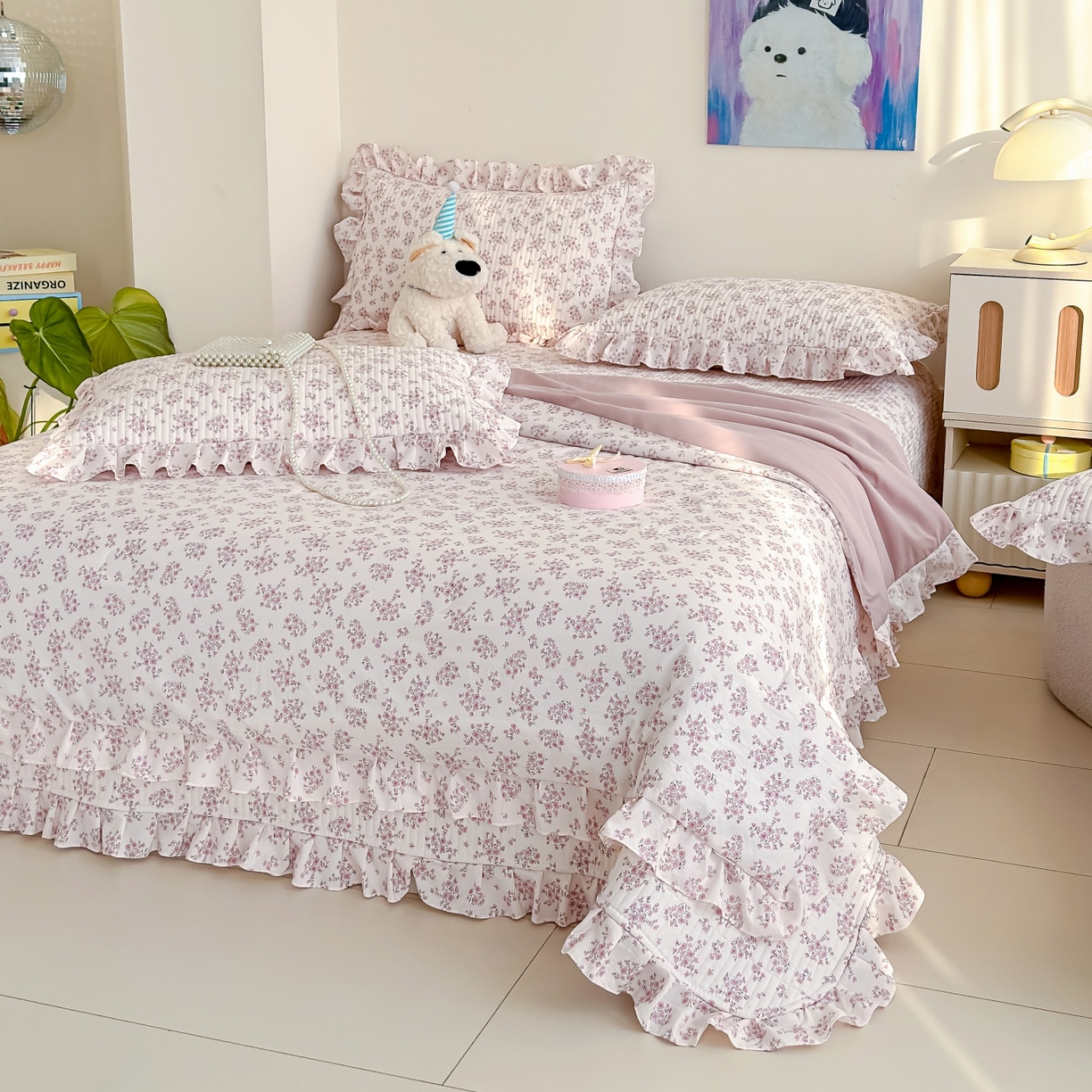 91家纺网 家纺一手货源 找家纺 归属 2026春夏新款古法仿棉床盖夏被四件套夏凉被空调被系列 星漫花海