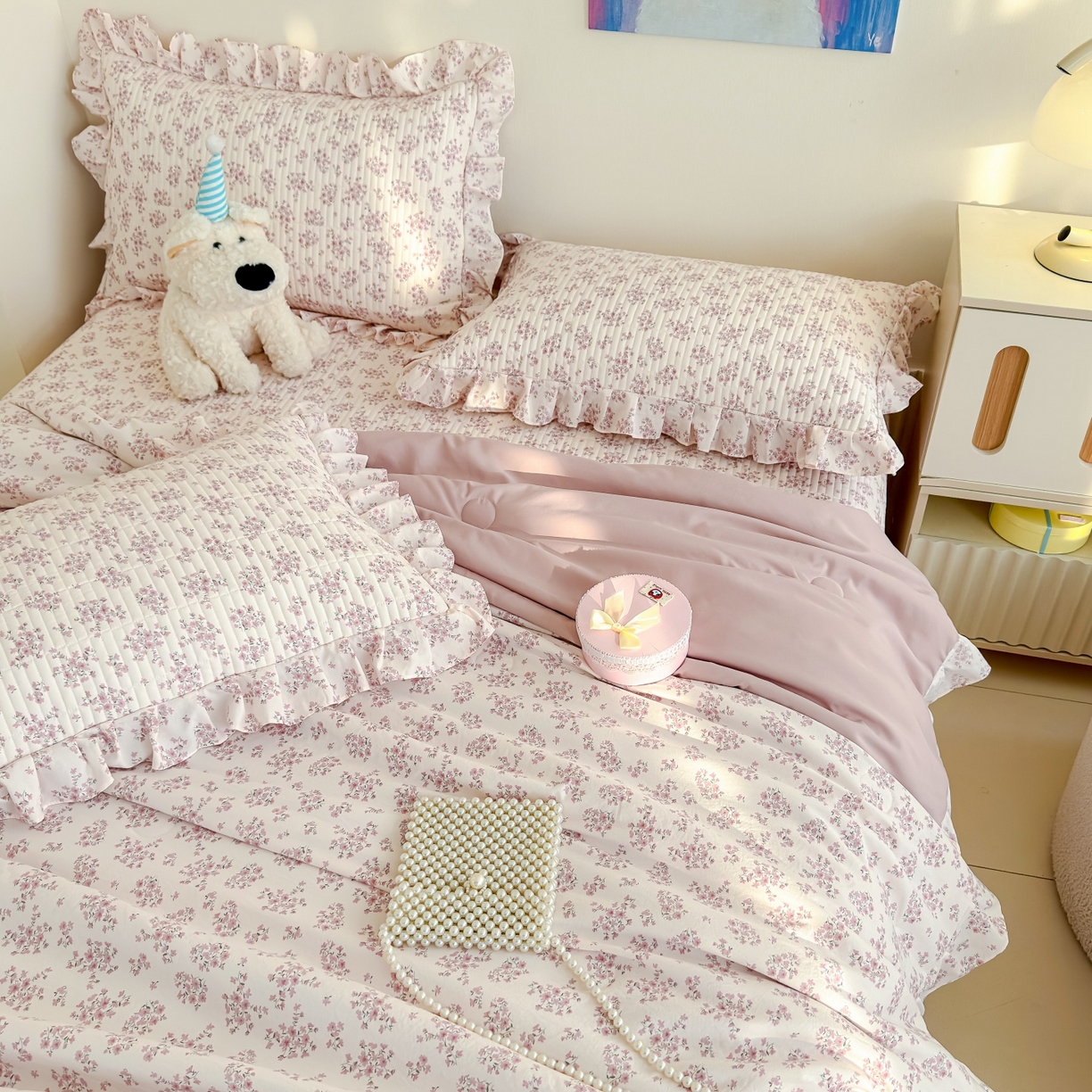 91家纺网 家纺一手货源 找家纺 归属 2026春夏新款古法仿棉床盖夏被四件套夏凉被空调被系列 星漫花海