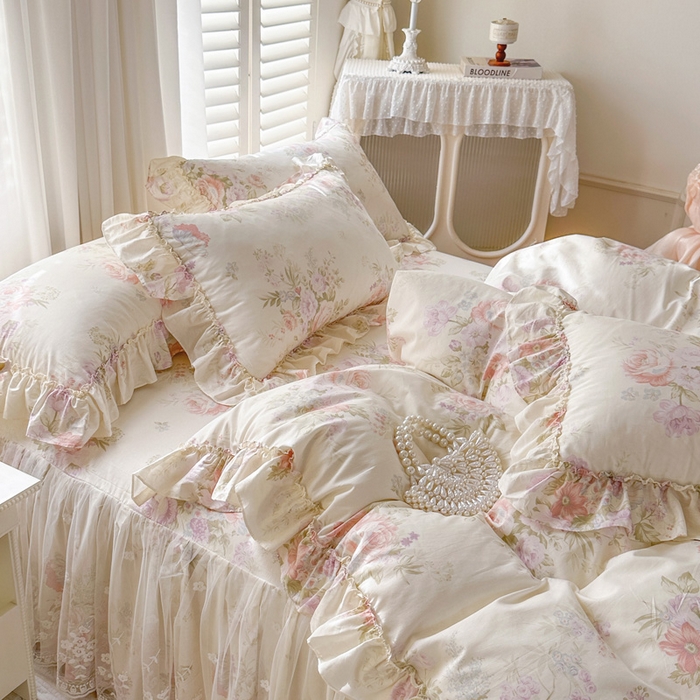 91家纺网 家纺一手货源 找家纺 瑞宝 2026新款春款全棉印花床裙四件套【控价265起 各平台严格控价:所有尺寸在扣除店铺优惠券后利润不得少于70(包含活动期)】 美林意境