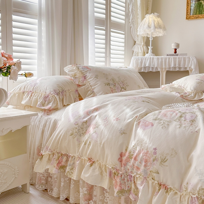 91家纺网 家纺一手货源 找家纺 瑞宝 2026新款春款全棉印花床裙四件套【控价265起 各平台严格控价:所有尺寸在扣除店铺优惠券后利润不得少于70(包含活动期)】 美林意境