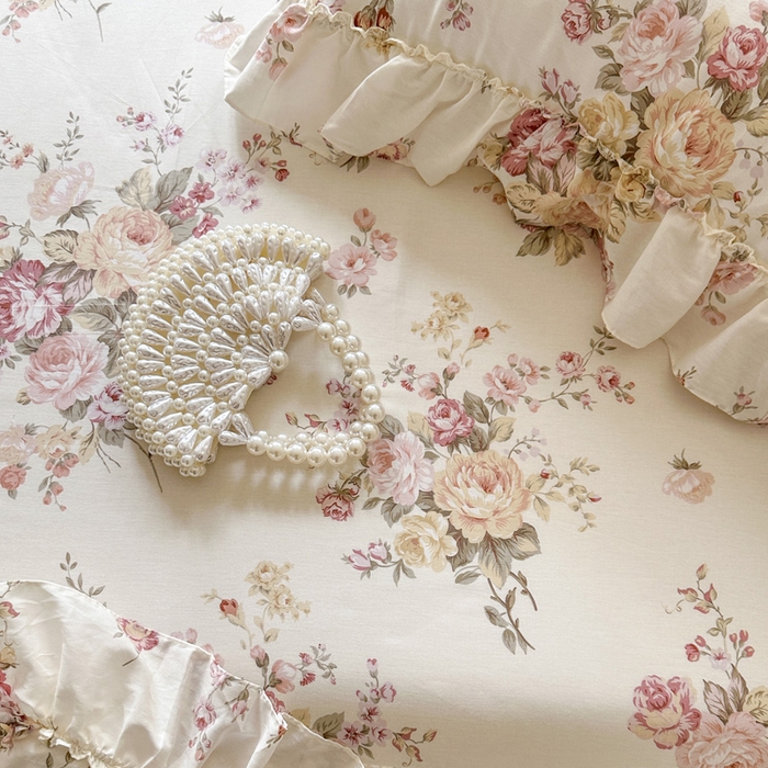 91家纺网 家纺一手货源 找家纺 瑞宝 2026新款春款全棉印花床裙四件套【控价265起 各平台严格控价:所有尺寸在扣除店铺优惠券后利润不得少于70(包含活动期)】 花时