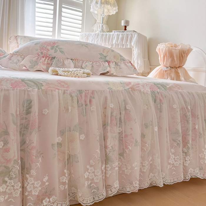 91家纺网 家纺一手货源 找家纺 瑞宝 2026新款春款全棉印花床裙四件套【控价265起 各平台严格控价:所有尺寸在扣除店铺优惠券后利润不得少于70(包含活动期)】 那年花开