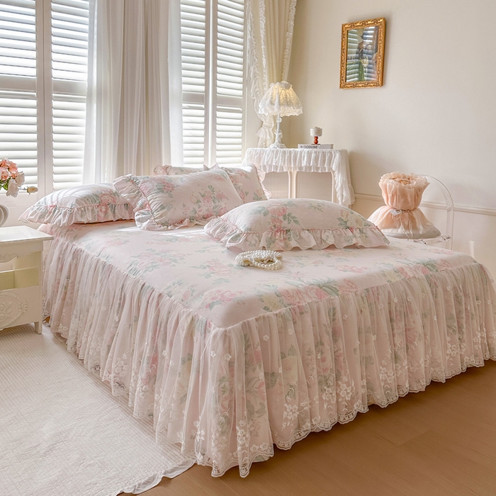 91家纺网 家纺一手货源 找家纺 瑞宝 2026新款春款全棉印花床裙四件套【控价265起 各平台严格控价:所有尺寸在扣除店铺优惠券后利润不得少于70(包含活动期)】 那年花开