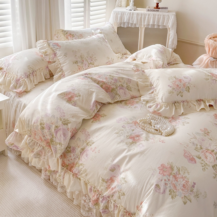 91家纺网 家纺一手货源 找家纺 瑞宝 2026新款春款全棉印花床裙四件套【控价265起 各平台严格控价:所有尺寸在扣除店铺优惠券后利润不得少于70(包含活动期)】 美林意境