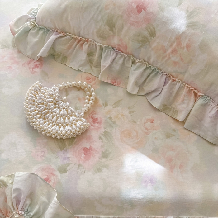 91家纺网 家纺一手货源 找家纺 瑞宝 2026新款春款全棉印花床裙四件套【控价265起 各平台严格控价:所有尺寸在扣除店铺优惠券后利润不得少于70(包含活动期)】 花悦美