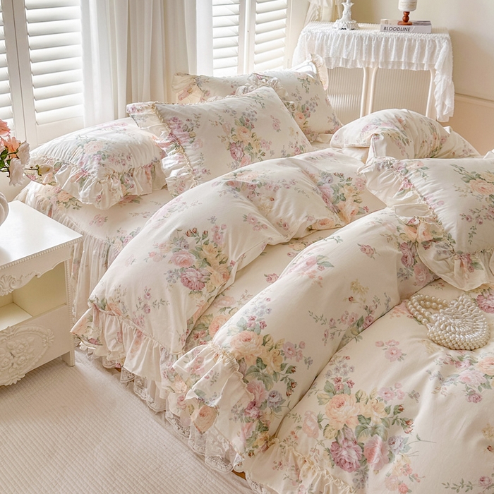 91家纺网 家纺一手货源 找家纺 瑞宝 2026新款春款全棉印花床裙四件套【控价265起 各平台严格控价:所有尺寸在扣除店铺优惠券后利润不得少于70(包含活动期)】 拉菲庄园