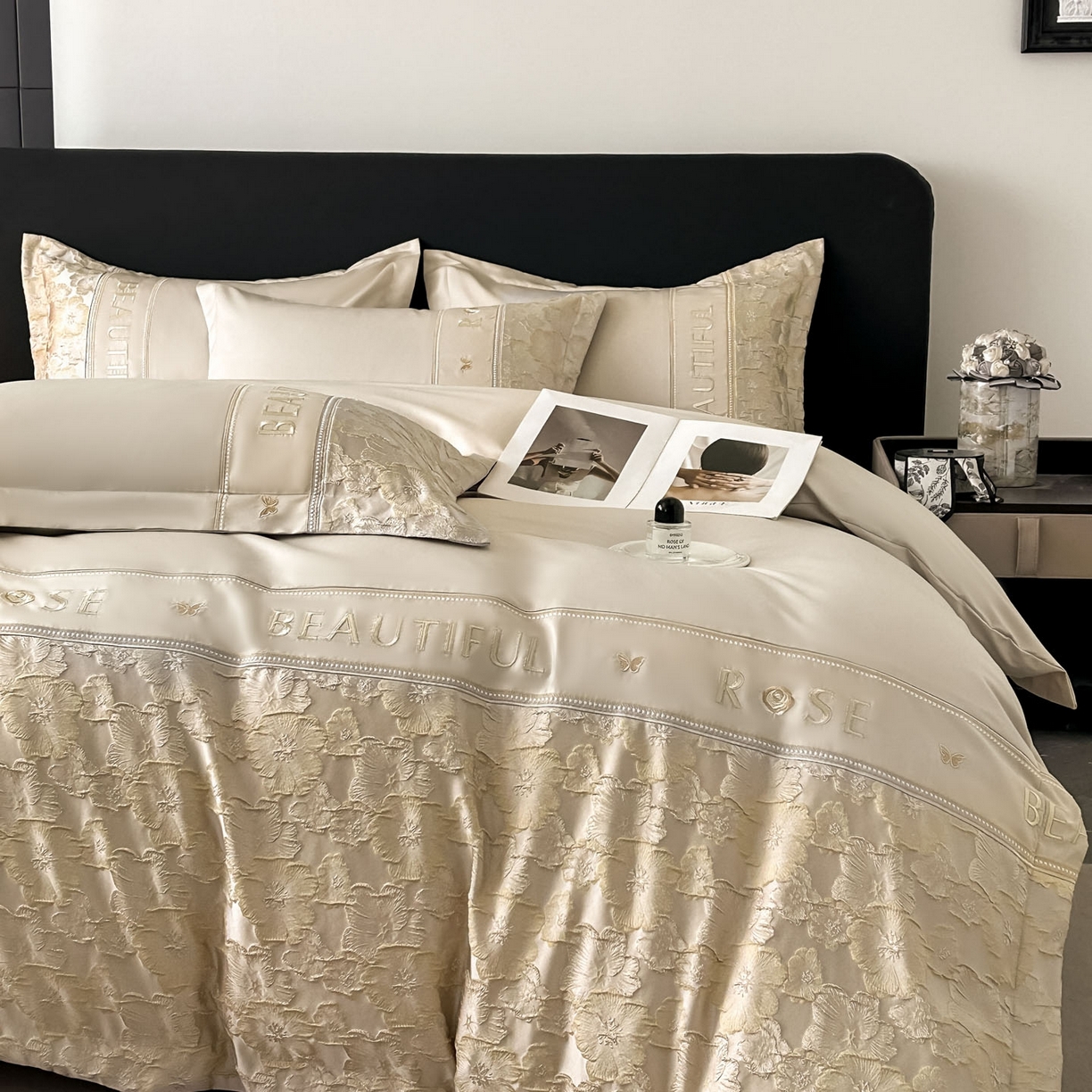 91家纺网 家纺一手货源 找家纺 七七家纺 2026新款色织提花花田系列四件套 花田-香槟金