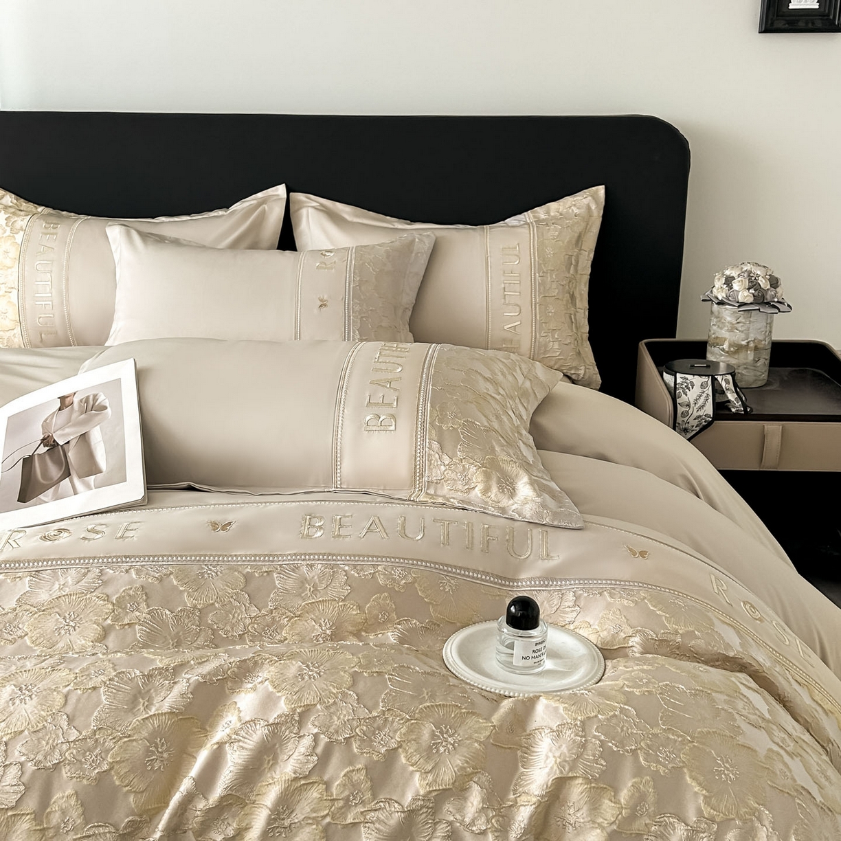 91家纺网 家纺一手货源 找家纺 七七家纺 2026新款色织提花花田系列四件套 花田-香槟金