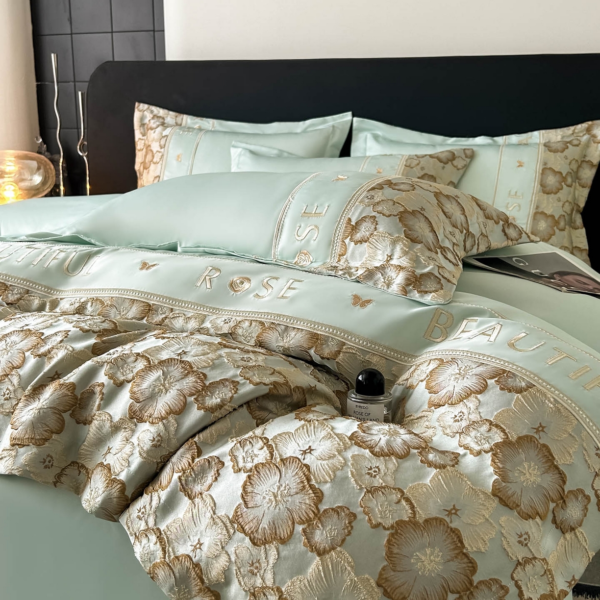 91家纺网 家纺一手货源 找家纺 七七家纺 2026新款色织提花花田系列四件套 花田-青柠绿