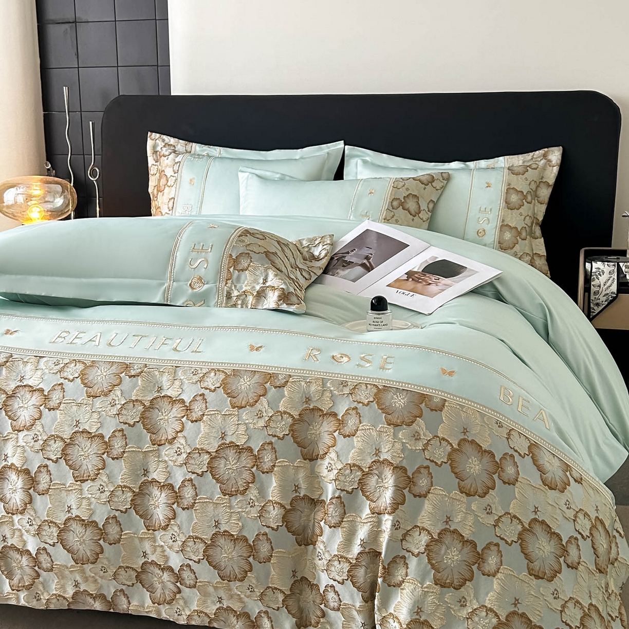 91家纺网 家纺一手货源 找家纺 七七家纺 2026新款色织提花花田系列四件套 花田-青柠绿