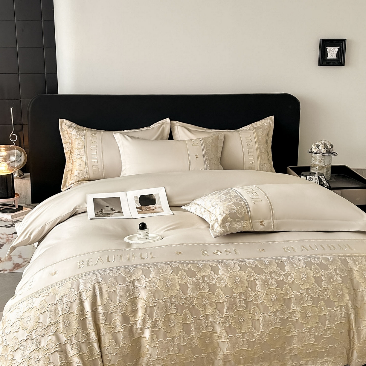 91家纺网 家纺一手货源 找家纺 七七家纺 2026新款色织提花花田系列四件套 花田-香槟金