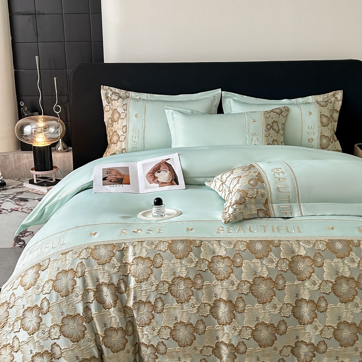 91家纺网 家纺一手货源 找家纺 七七家纺 2026新款色织提花花田系列四件套 花田-青柠绿