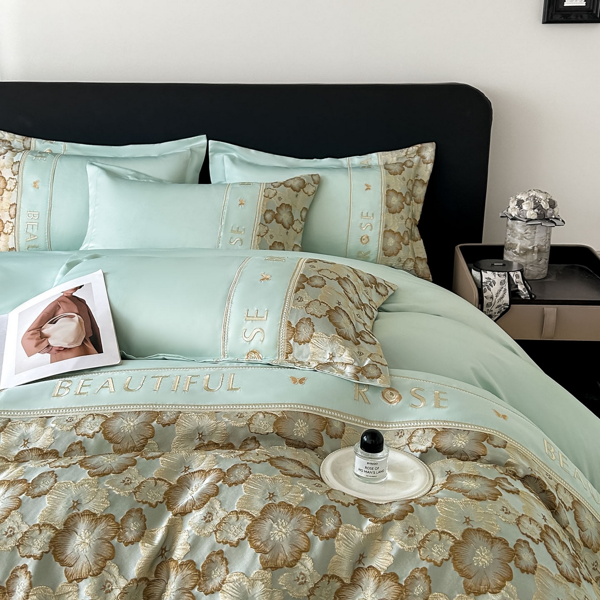 91家纺网 家纺一手货源 找家纺 七七家纺 2026新款色织提花花田系列四件套 花田-青柠绿