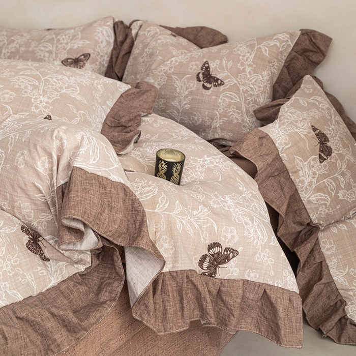 91家纺网 家纺一手货源 找家纺 （总）梦纤绒 2026新款高克重法式复古亚麻花边款四件套