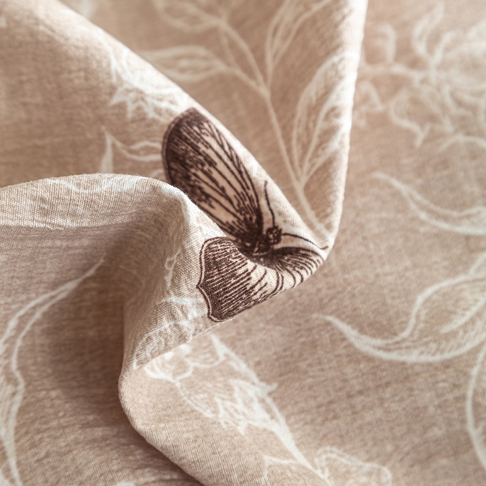 91家纺网 家纺一手货源 找家纺 梦纤绒 2026新款高克重法式复古亚麻花边款四件套 花间蝶