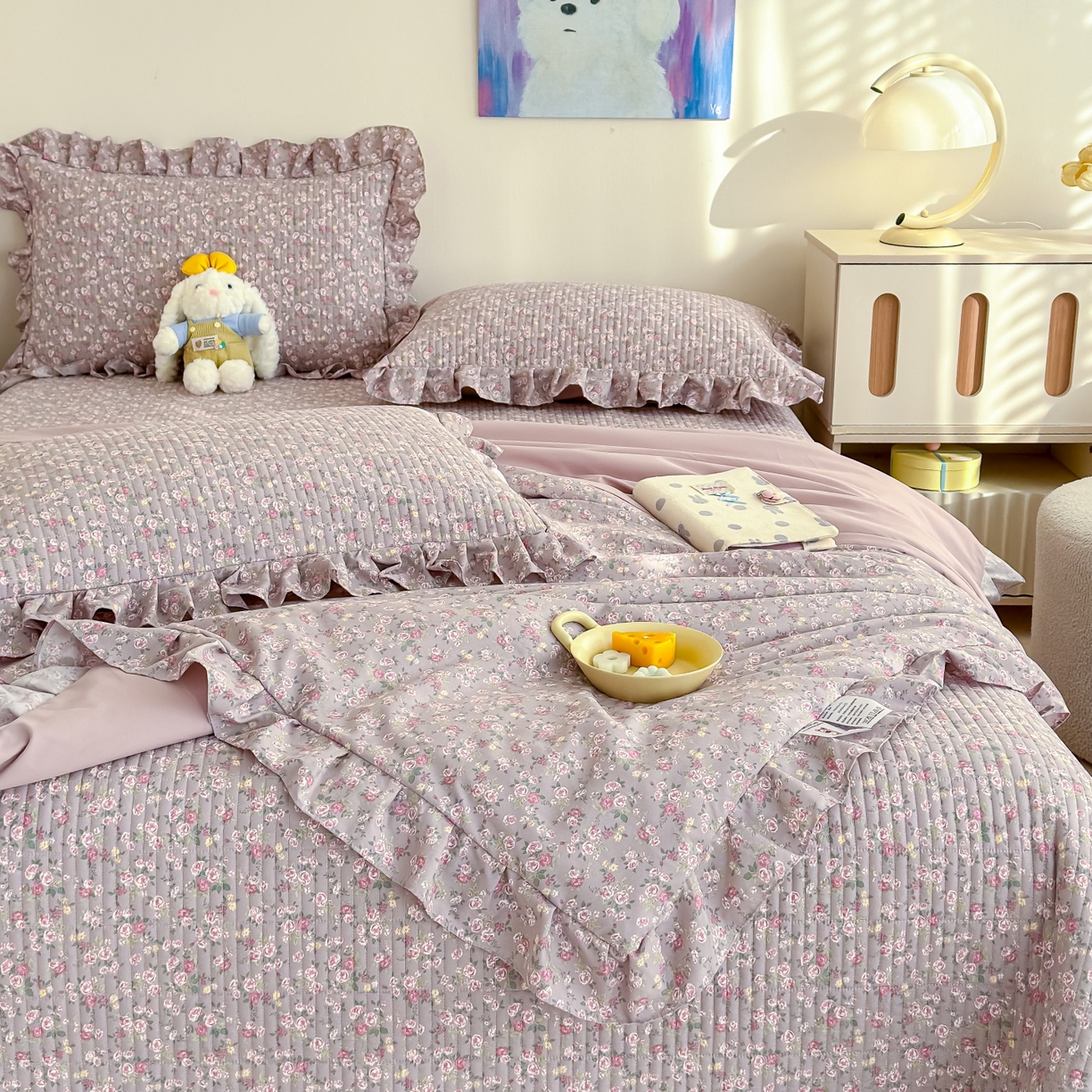 91家纺网 家纺一手货源 找家纺 归属 2026春夏新款古法仿棉床盖夏被四件套夏凉被空调被系列 悠悠花园