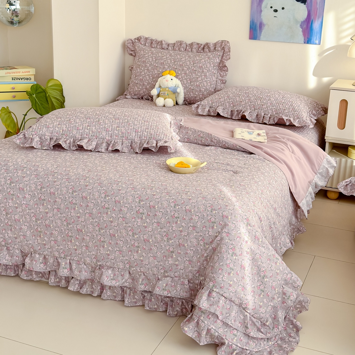 91家纺网 家纺一手货源 找家纺 归属 2026春夏新款古法仿棉床盖夏被四件套夏凉被空调被系列 悠悠花园