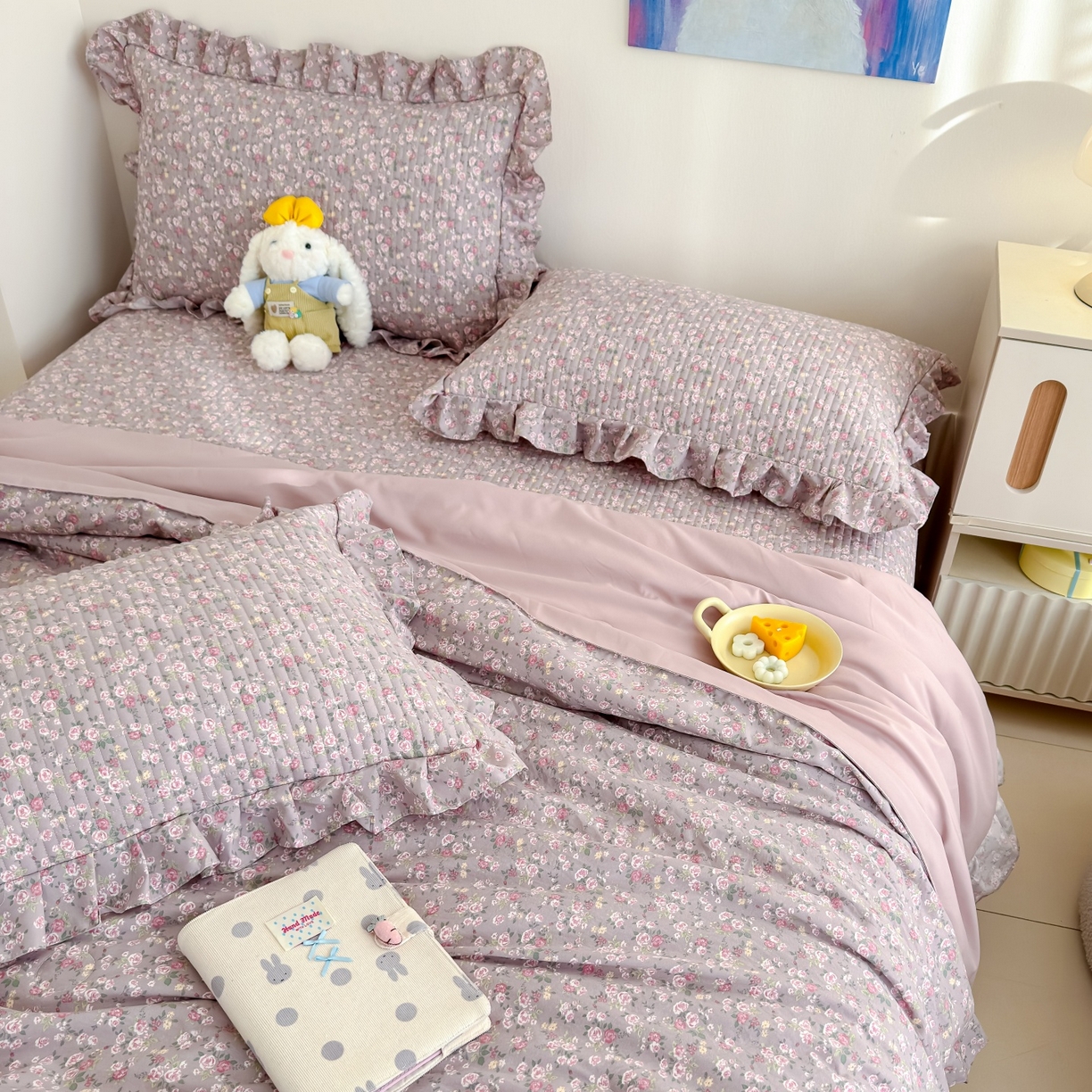 91家纺网 家纺一手货源 找家纺 归属 2026春夏新款古法仿棉床盖夏被四件套夏凉被空调被系列 悠悠花园