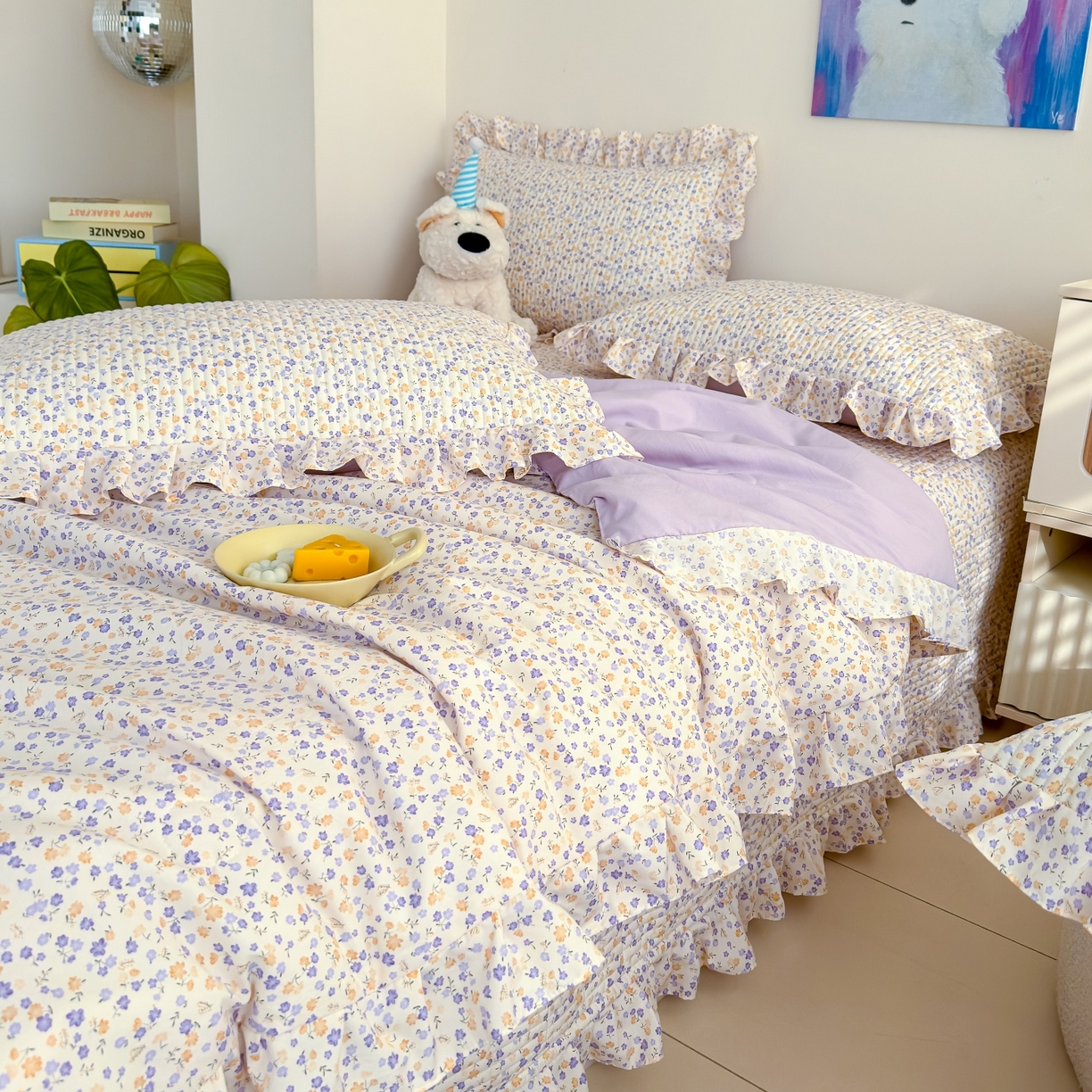 91家纺网 家纺一手货源 找家纺 归属 2026春夏新款古法仿棉床盖夏被四件套夏凉被空调被系列 紫影繁花