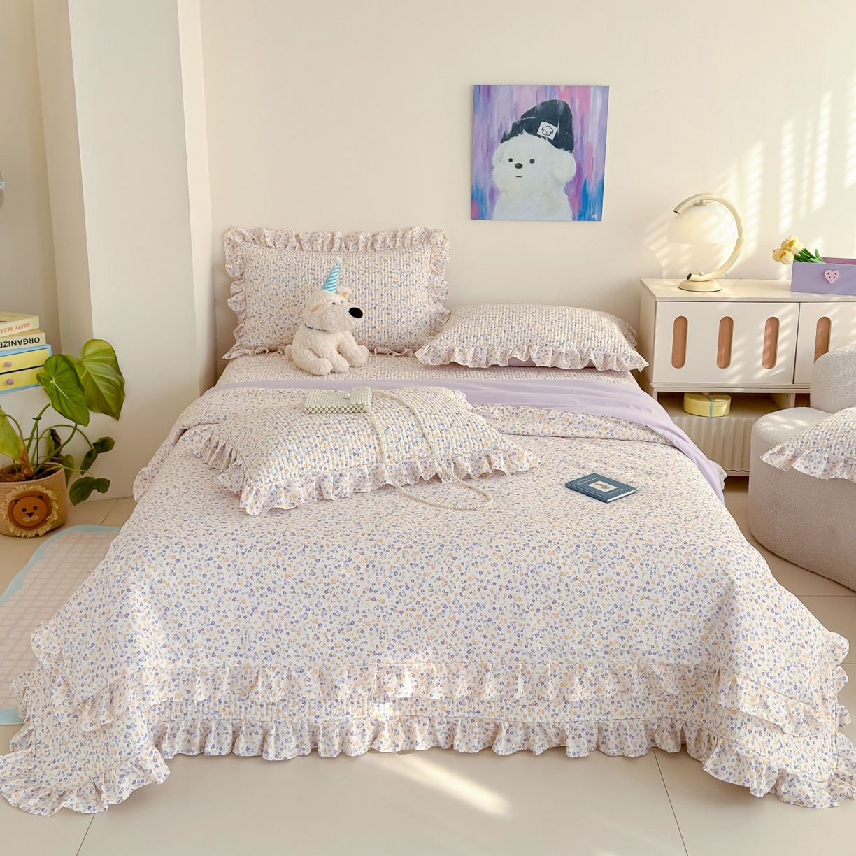 91家纺网 家纺一手货源 找家纺 归属 2026春夏新款古法仿棉床盖夏被四件套夏凉被空调被系列 紫影繁花