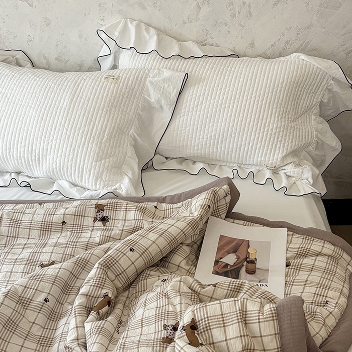 91家纺网 家纺一手货源 找家纺 中国龙家纺 2026新款木棉皱皱纱单夏被被子被芯 腊肠狗