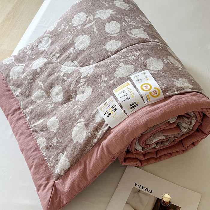 中国龙家纺 2026新款木棉皱皱纱单夏被被子被芯 春日浪漫