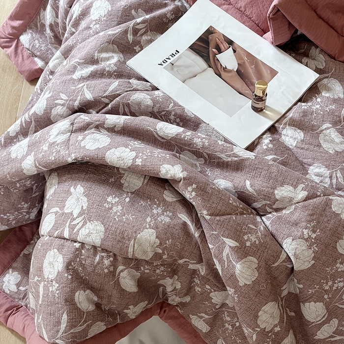 91家纺网 家纺一手货源 找家纺 中国龙家纺 2026新款木棉皱皱纱单夏被被子被芯 春日浪漫