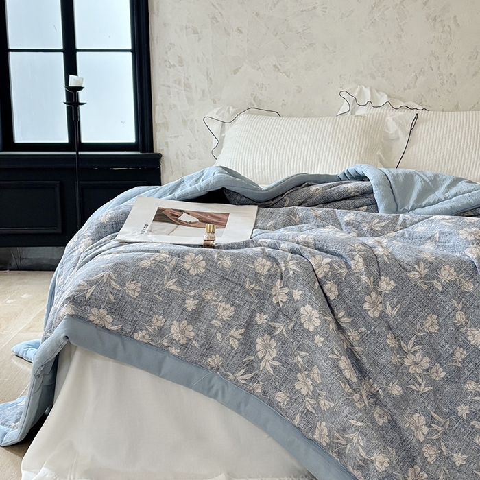 91家纺网 家纺一手货源 找家纺 中国龙家纺 2026新款木棉皱皱纱单夏被被子被芯 海盐奶芙