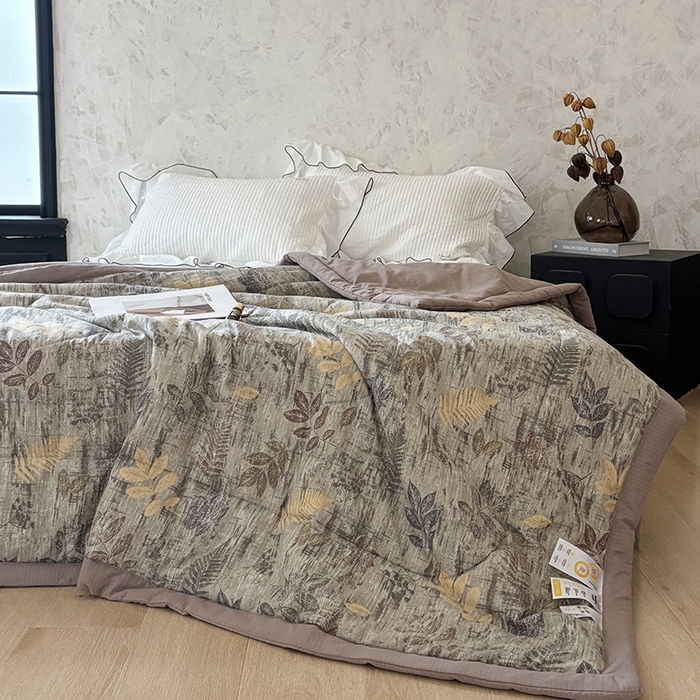 91家纺网 家纺一手货源 找家纺 中国龙家纺 2026新款木棉皱皱纱单夏被被子被芯 林间絮语
