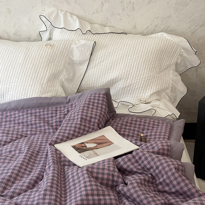 91家纺网 家纺一手货源 找家纺 中国龙家纺 2026新款木棉皱皱纱单夏被被子被芯 格调紫