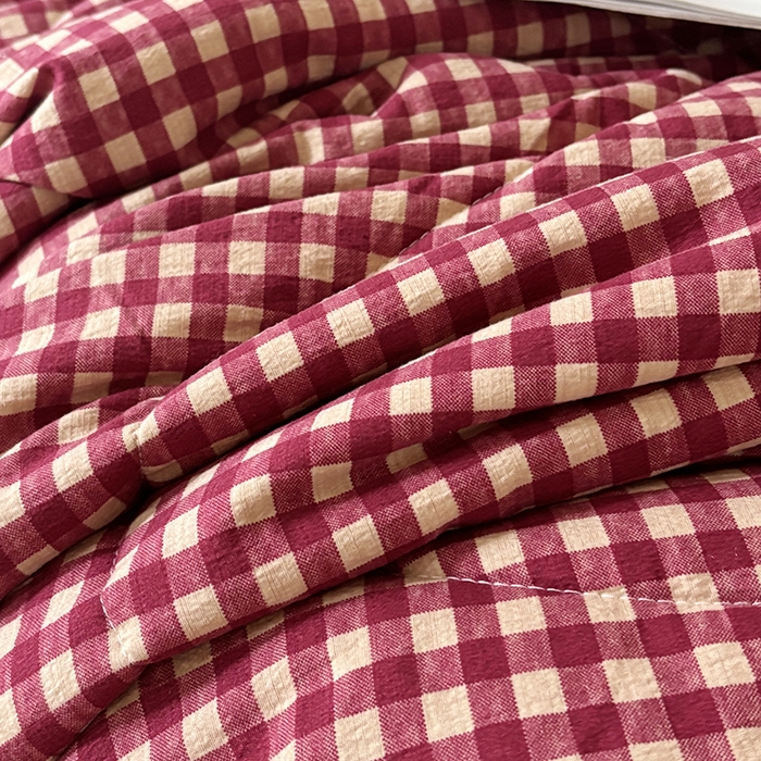 91家纺网 家纺一手货源 找家纺 中国龙家纺 2026新款木棉皱皱纱单夏被被子被芯 格调红