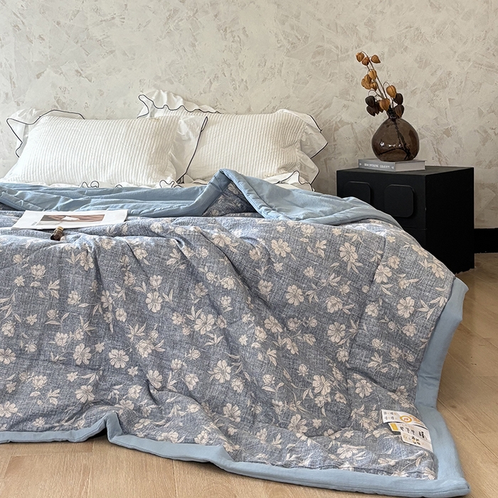 91家纺网 家纺一手货源 找家纺 中国龙家纺 2026新款木棉皱皱纱单夏被被子被芯 海盐奶芙