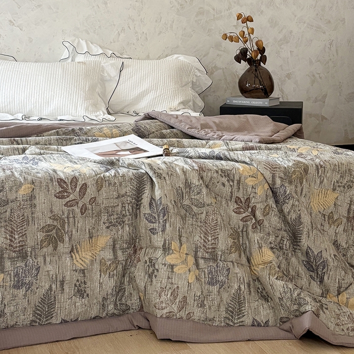 91家纺网 家纺一手货源 找家纺 中国龙家纺 2026新款木棉皱皱纱单夏被被子被芯 林间絮语