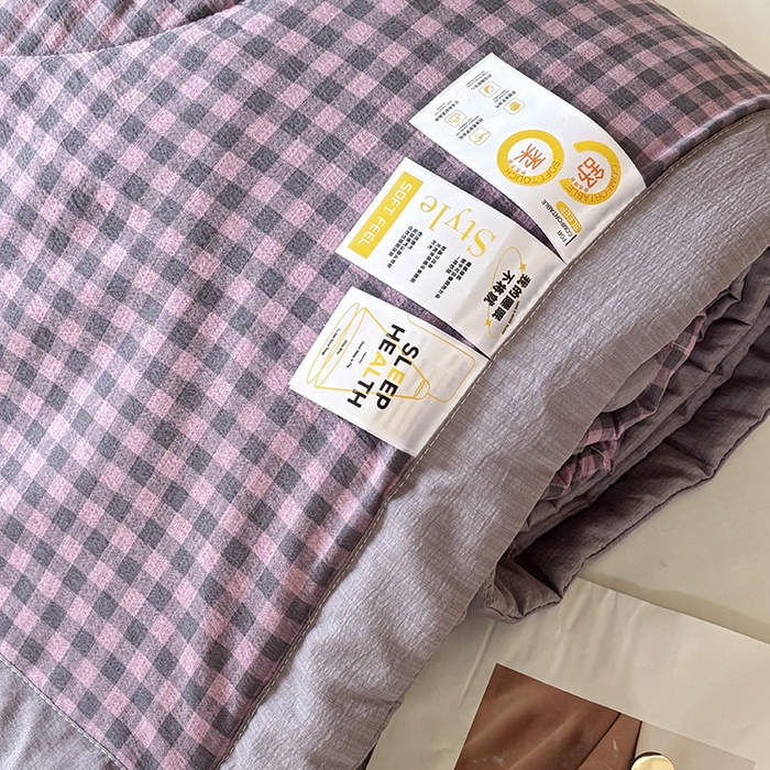 91家纺网 家纺一手货源 找家纺 中国龙家纺 2026新款木棉皱皱纱单夏被被子被芯 格调紫