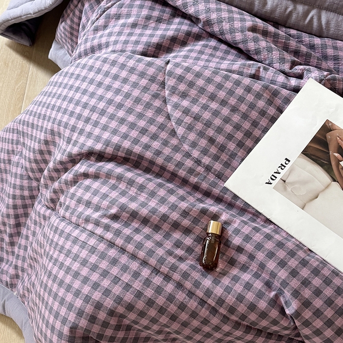 91家纺网 家纺一手货源 找家纺 中国龙家纺 2026新款木棉皱皱纱单夏被被子被芯 格调紫