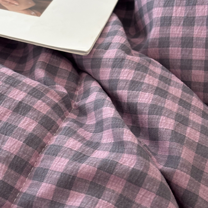 91家纺网 家纺一手货源 找家纺 中国龙家纺 2026新款木棉皱皱纱单夏被被子被芯 格调紫