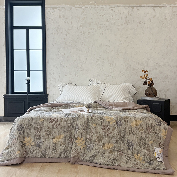 91家纺网 家纺一手货源 找家纺 中国龙家纺 2026新款木棉皱皱纱单夏被被子被芯 林间絮语