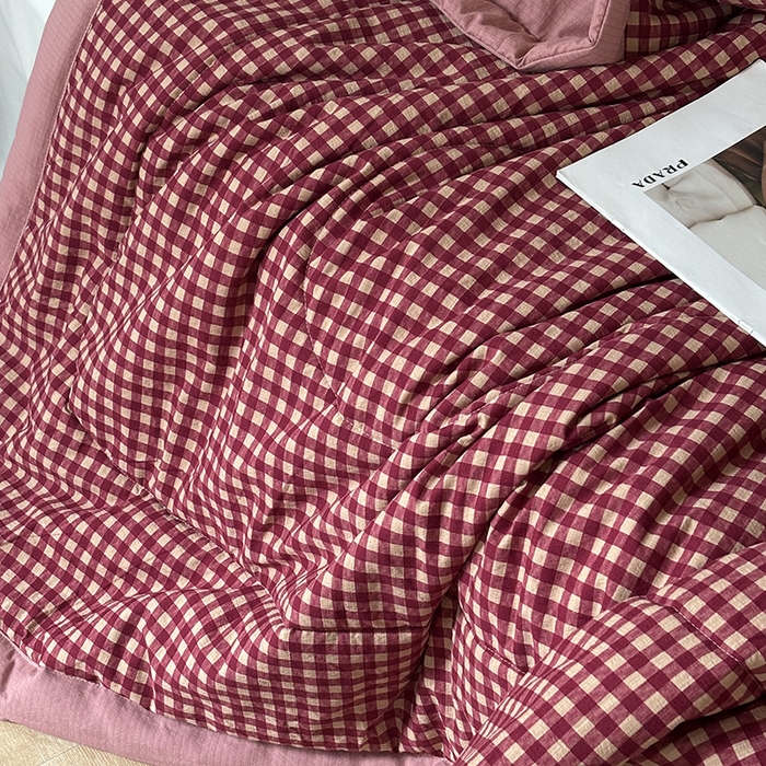 91家纺网 家纺一手货源 找家纺 中国龙家纺 2026新款木棉皱皱纱单夏被被子被芯 格调红