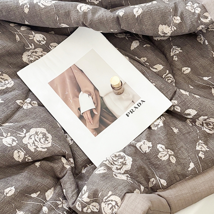 91家纺网 家纺一手货源 找家纺 中国龙家纺 2026新款木棉皱皱纱单夏被被子被芯 摩卡花事