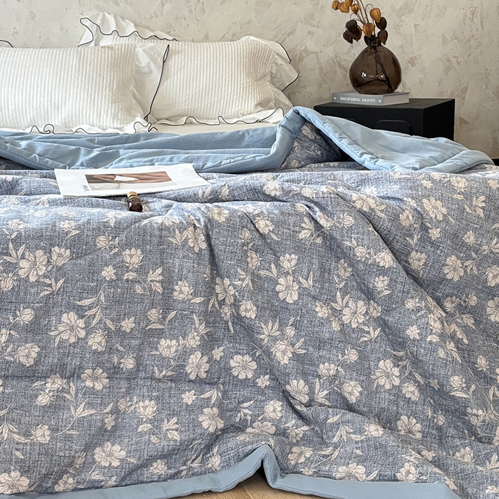 91家纺网 家纺一手货源 找家纺 中国龙家纺 2026新款木棉皱皱纱单夏被被子被芯 海盐奶芙