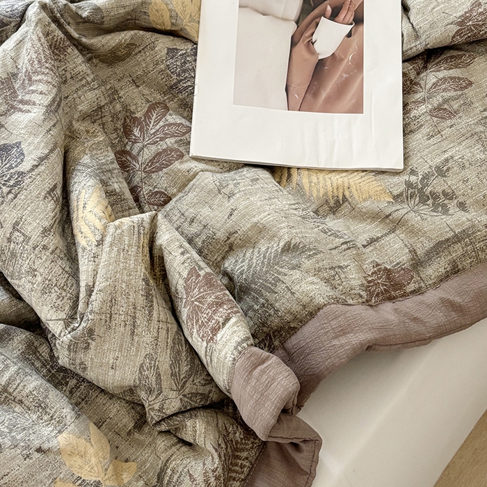 91家纺网 家纺一手货源 找家纺 中国龙家纺 2026新款木棉皱皱纱单夏被被子被芯 林间絮语