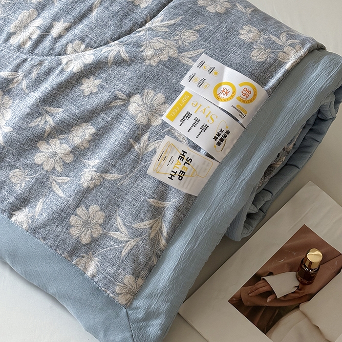 91家纺网 家纺一手货源 找家纺 中国龙家纺 2026新款木棉皱皱纱单夏被被子被芯 海盐奶芙