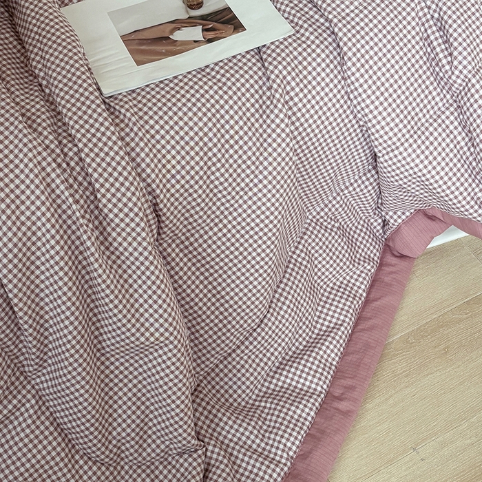 91家纺网 家纺一手货源 找家纺 中国龙家纺 2026新款木棉皱皱纱单夏被被子被芯 格调粉