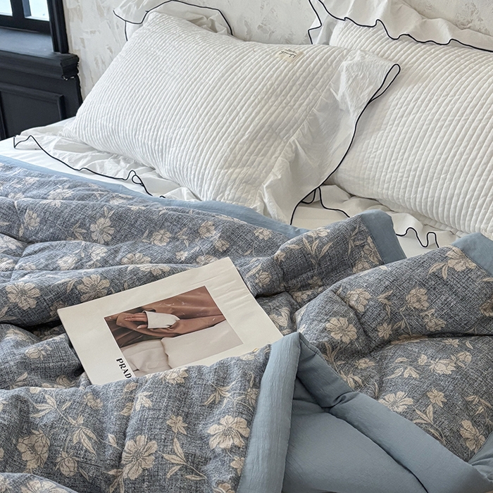 91家纺网 家纺一手货源 找家纺 中国龙家纺 2026新款木棉皱皱纱单夏被被子被芯 海盐奶芙