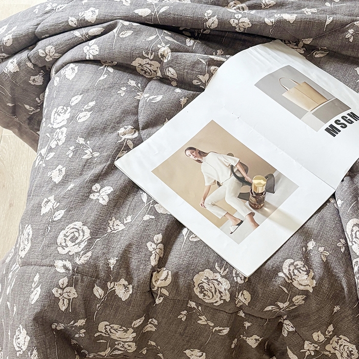 91家纺网 家纺一手货源 找家纺 中国龙家纺 2026新款木棉皱皱纱单夏被被子被芯 摩卡花事