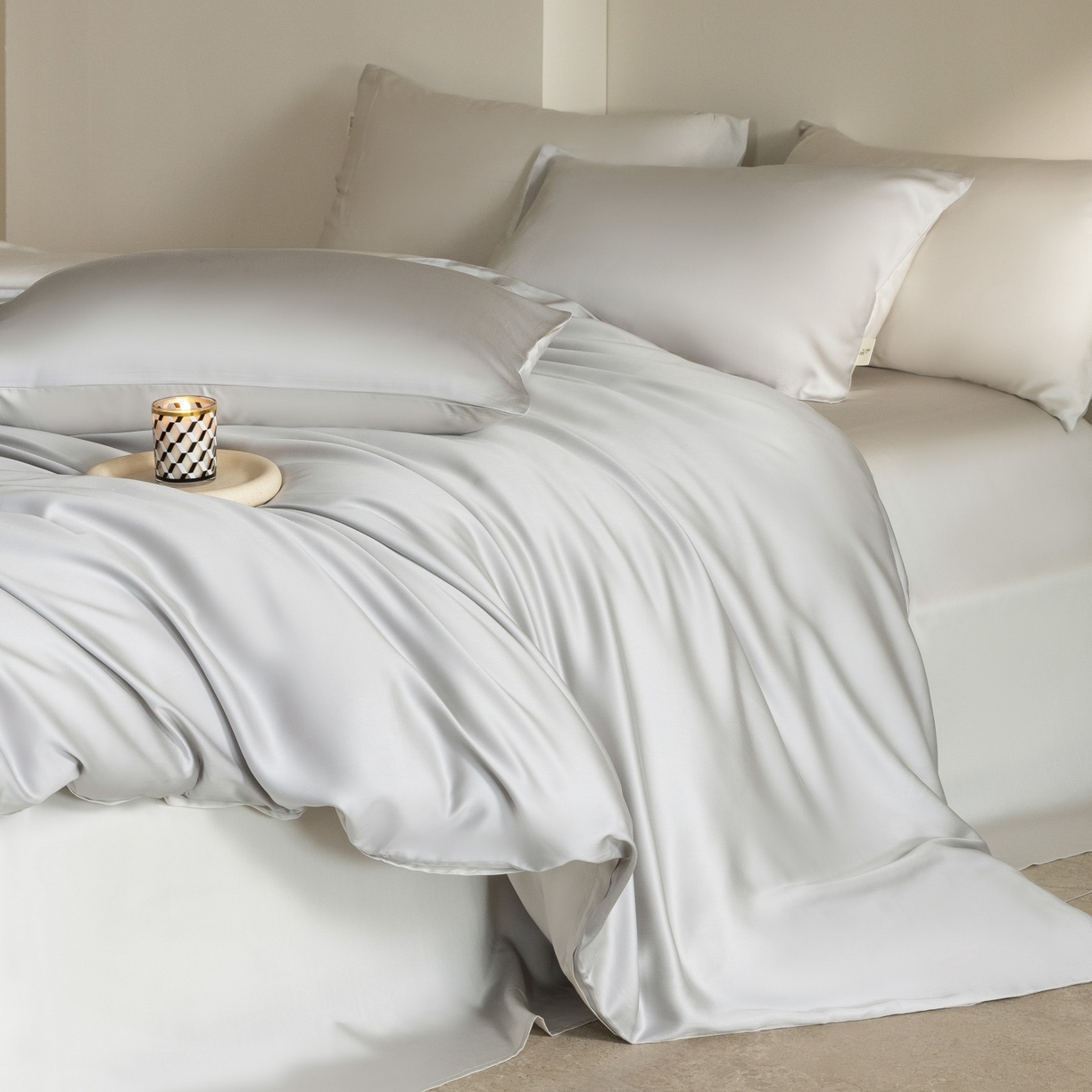 91家纺网 家纺一手货源 找家纺 （总）时亿家居 2026春夏新款60天丝-丝颜悦色系列-被套四件套