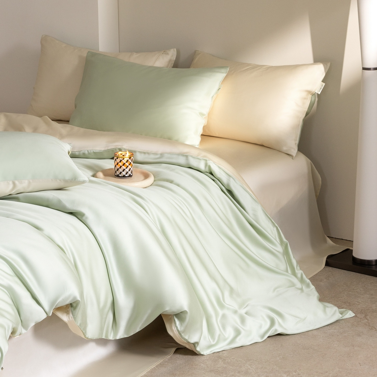 91家纺网 家纺一手货源 找家纺 （总）时亿家居 2026春夏新款60天丝-丝颜悦色系列-被套四件套