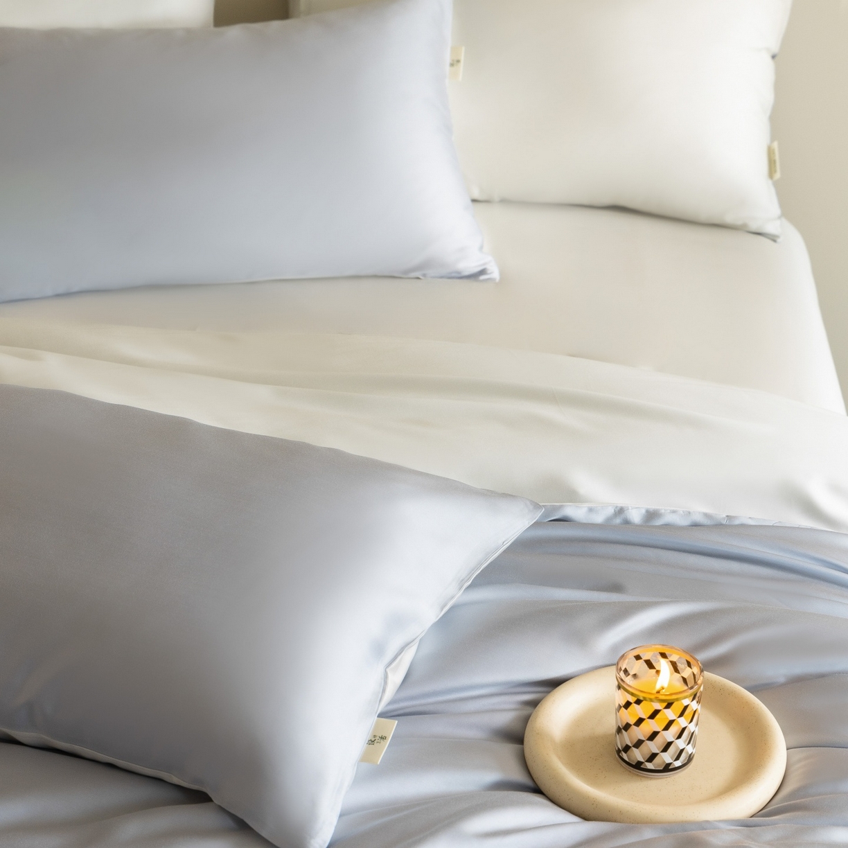 91家纺网 家纺一手货源 找家纺 时亿家居 2026春夏新款60天丝-丝颜悦色系列-被套四件套 灵境兰